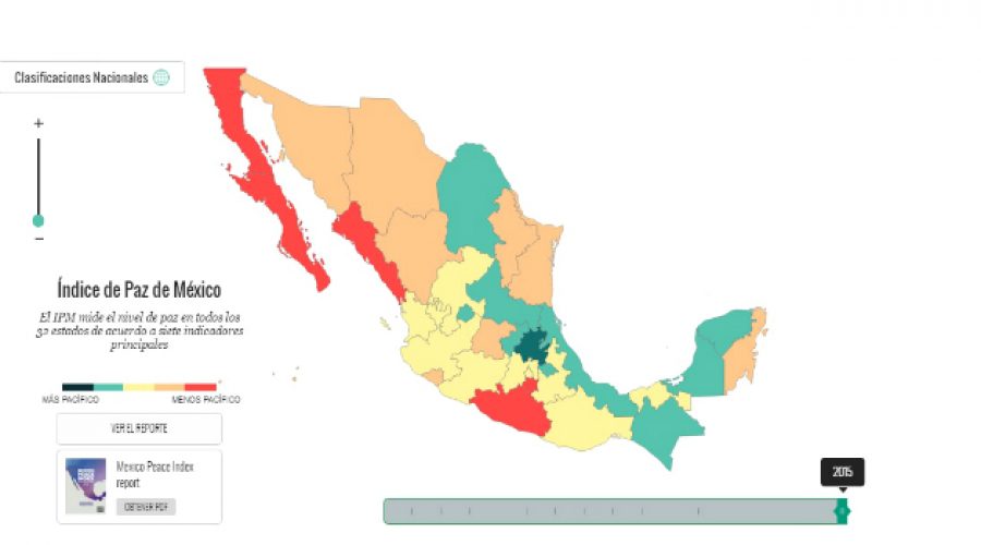 Los estados de México más y menos peligros según el Índice de Paz 2016