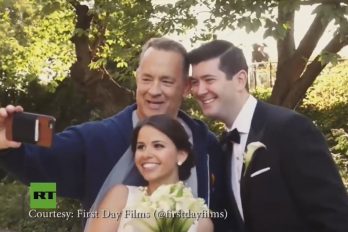 Tom Hanks sorprende a estos recién casados durante su sesión de fotos ¡Vaya sorpresa!