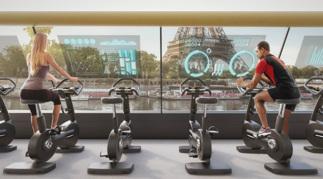 El gimnasio flotante de París que usa la energía humana para navegar
