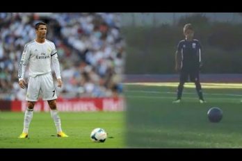 El hijo de Cristiano Ronaldo anotó un golazo imitando su manera de cobrar tiros libres. ¡Hasta se paró igualito!