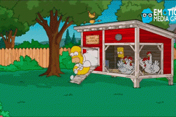 Bart y Homero robando huevos