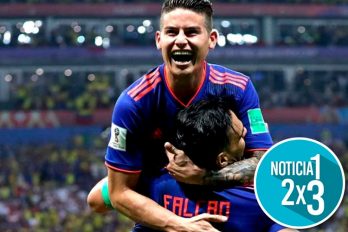 Con un largo abrazo, James felicita a Falcao por su primer gol en el Mundial
