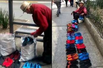 Abuelo vende zapatos tejidos y pide ayuda para que los conozcan en redes