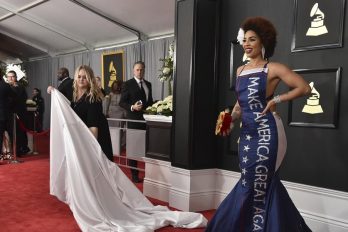 Grammy 2017: El polémico vestido de Joy Villa pro-Trump